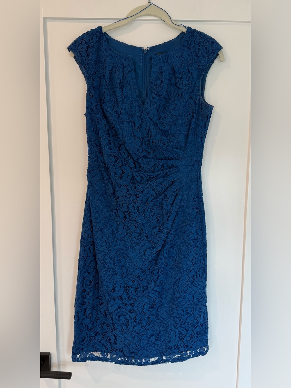 Adrianna Papell Royal Blue Lace Sheath Mini Dress (2)